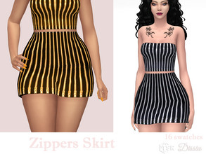 Sims 4 — Zippers Skirt by Dissia — High waist short skirt made of zippers :) Available in 16 swatches