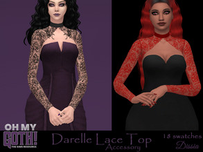 Sims 4 — Oh My Goth - Darelle Accessory Top by Dissia — Lace accessory long sleeves top with turtleneck :) Available in