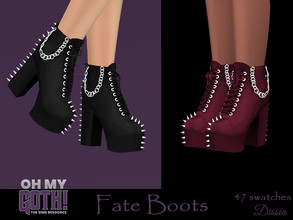 Sims 4 — Oh My Goth - Fate Boots by Dissia — High heels short boots on platform with spikes, chains and laces ;)