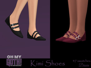 Sims 4 — Oh My Goth - Kimi Shoes by Dissia — Flat ballet shoes with strap which makes them more gothy ;) Available in 47