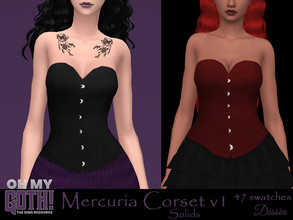 Sims 4 — Oh My Goth - Mercuria Corset v1 (Solids) by Dissia — Corset tied at back and fastened in front in solids colors