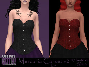 Sims 4 — Oh My Goth - Mercuria Corset v2 (Lace) by Dissia — Lace corset tied at back and fastened in front in many colors