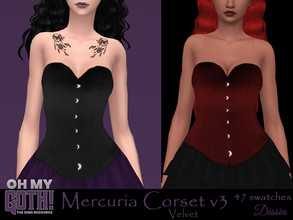 Sims 4 — Oh My Goth - Mercuria Corset v3 (Velvet) by Dissia — Velvet corset tied at back and fastened in front in many