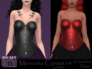 Sims 4 — Oh My Goth - Mercuria Corset v4 (Leather) by Dissia — Leather corset tied at back and fastened in front in many