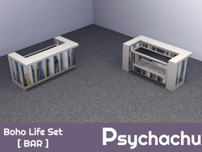 Sims 4 — Boho Life Pt 1 - Bar by Psychachu — (1 swatch) - Beautiful, light wood bar