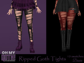 Sims 4 — Oh My Goth - Ripped Goth Tights (Accessory) by Dissia — Torn tights perfect for goth outfits! :) Available in 15
