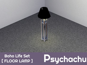 Sims 4 — Boho Life Pt 1 - Floor Lamp by Psychachu — (1 swatch) - light wood arm, black shade