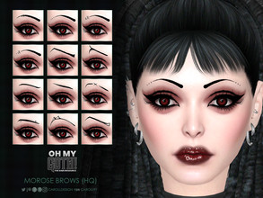 Sims 4 — Oh My Goth Morose Brows by Caroll912 — A 12-swatch black graphic goth brow set in different styles. Suited from