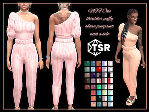 Sims 4 — One shoulder puffy sleeve jumpsuit with a belt by Nadiafabulousflow — Hi guys! This upload its a jumpsuit with