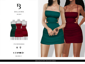 Sims 3 — Side Strap Cowl Neck Mini Dress by Bill_Sims — This dress features a straight neckline, tie detail straps and