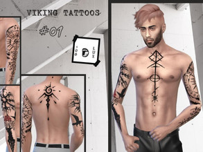 Sims 4 — Male Viking Tattoos  by 400lux — Upper body tattoos inspired by the symbols of viking age and viking symbo Enjoy
