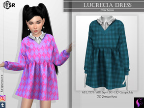 Sims 4 — Lucrecia Dress by KaTPurpura — Short dress with check design next to a shirt