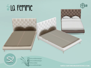 Sims 4 — La Femme Bed frame by SIMcredible! — by SIMcredibledesigns.com available at TSR 5 colors variations