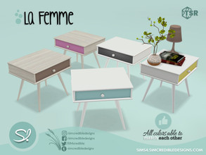 Sims 4 — La Femme end table by SIMcredible! — by SIMcredibledesigns.com available at TSR 2 colors + variations