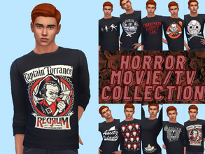 Sims 4 — Horror Movie/TV Shirts (UPDATED) by IJustMakeStuff — Enjoy a nice stroll through the park in these Horror