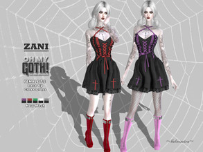 Sims 4 — Oh My Goth - ZANI - Cross Dress by Helsoseira — Style : Lace up cross dress Name : ZANI Sub part Type : Short