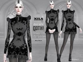 Sims 4 — Oh My Goth - XILA - Mini Dress by Helsoseira — Style : Ruffle lace mini dress Name : XILA Sub part Type : Short