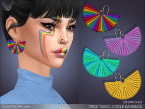 Sims 4 — Pride Tassel Circle Earrings by feyona — Pride Tassel Circle Earrings come with 23 swatches. * 23 swatches *
