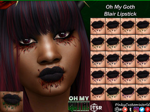 Sims 4 — Oh My Goth - Blair Lipstick by PinkyCustomWorld — Dark matte lipstick with splatter decor under. The splatter