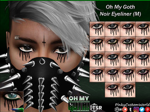 Sims 4 — Oh My Goth - Noir Eyeliner (M) by PinkyCustomWorld — Black gothic eyeliner with black drippings for males. It
