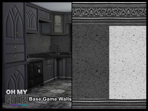 Sims 4 — Oh My Goth Opulent Kitchen Wall by seimar8 — Maxis match gothic stone wall Base Game