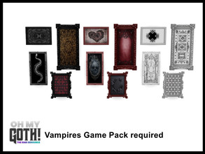 Sims 4 — oh My Goth Opulent Living Gothic Art Set by seimar8 — Maxis match gothic collection of wall art Vampires Game