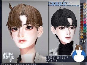 Sims 4 — TS4 Male Hairstyle_Beast_B(Maxis Match) by KIMSimjo — New Hair Mesh(Maxis Match) Male T-E 24 Swatches(EA Colors