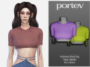 Sims 4 — Knitwear Plant Top by portev — New Mesh 10 colors All Lods For female Teen to Elder normals map