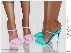 Sims 4 — Stiletto Mules With One Strap S14 by mermaladesimtr — New Mesh 40 Swatches All Lods Teen to Elder For Female