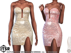 Sims 4 — Cut-Out Slit Sequin Mini Dress by Harmonia — New Mesh All Lods 11 Swatches HQ Please do not use my textures.