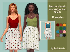Sims 4 — Dress with hearts on a chifon skirt Adult by MysteriousOo — Dress with hearts on a chifon skirt in 12 colors