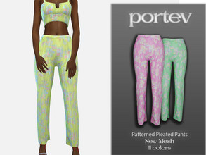 Sims 4 — Patterned Pleated Pants by portev — New Mesh 11 colors All Lods For female Teen to Elder