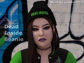 Sims 4 — Dead Inside Beanie (Remake) by simsloverxyz — Beanie with the words "dead inside" on it. 5 Swatches!