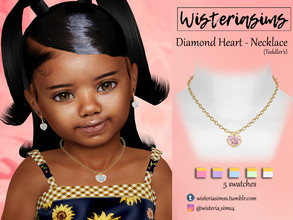 Sims 4 — Diamond Heart Necklace(Toddler's) by WisteriaSims — **FOR TODDLER'S **NEW MESH - Necklace Category - 5 swatches