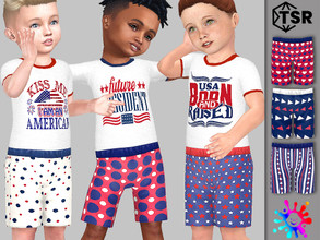 Sims 4 — 4th of July Shorts by Pelineldis — Six cool shorts with Independence Day related prints for toddler boys and