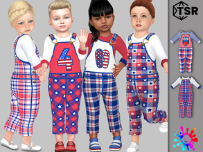 Sims 4 — 4th of July Overall - Needs GP Parenthood by Pelineldis — Six cool overalls with Independence Day related prints