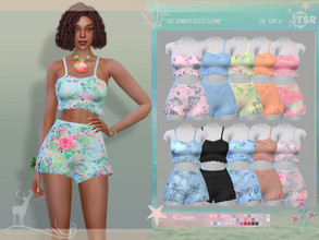 Sims 4 — SUMMER OUTFIT CLEOME by DanSimsFantasy — Attire for summer, it consists of a crop top and shorts with ruffles on