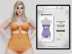 Sims 4 — Front Tie Swimsuit MC398 by mermaladesimtr — New Mesh 10 Swatches All Lods Teen to Elder For Female