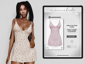 Sims 4 — Ruffled Mini Dress MC399 by mermaladesimtr — New Mesh 10 Swatches All Lods Teen to Elder For Female