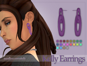 Sims 4 — Kelly Earrings by SunflowerPetalsCC — A pair of double geometric earrings in 20 swatches.