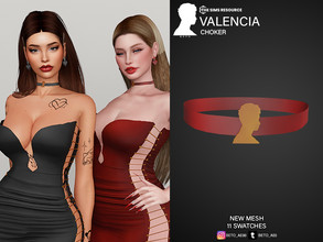 Sims 4 — Valencia (Choker) by Beto_ae0 — Feminine choker with many colors, enjoy it - 11 colors - New Mesh - All Lods -