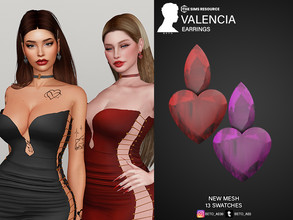 Sims 4 — Valencia (Earrings) by Beto_ae0 — Heart-shaped earrings, enjoy them - 13 colors - New Mesh - All Lods - All maps