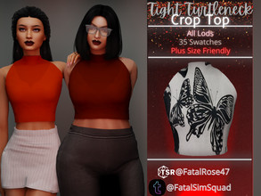 Sims 4 — Tight Turtleneck Crop Top by FatalRose47 — Enjoy the summer in this cute tight crop top with a turtle neck. Has