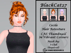 Sims 4 — S-Club Cecile Hair Retexture (MESH NEEDED) by BlackCat27 — A casual curly updo for your lady Sims, mesh by