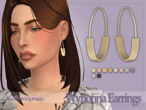 Sims 4 — Wynonna Earrings by SunflowerPetalsCC — A pair of hoop earrings in 10 metal swatches.