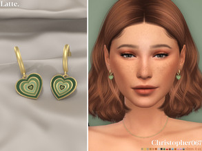Sims 4 — Latte Earrings by christopher0672 — This is a darling pair of latte heart enamel charm hoop earrings, inspired
