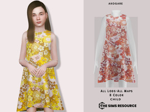 Sims 4 — Dress No.225 by _Akogare_ — Akogare Dress No.225 -8 Colors - New Mesh (All LODs) - All Texture Maps - HQ