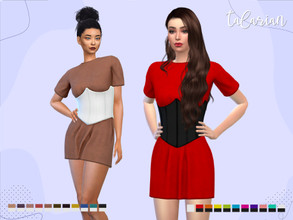 Sims 4 — Hazel [corset] by talarian — T-Shirt Dress With Corset Waist * New Mesh * 22 colors * Female, Teen-Elder * Base