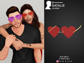 Sims 4 — Natalie (Glasses) by Beto_ae0 — Heart glasses, enjoy them - 10 colors - New Mesh - All Lods - All maps