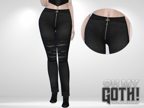 Sims 4 — Oh My Goth - Gothic Pants by Puresim — Gothic pants with zipper.